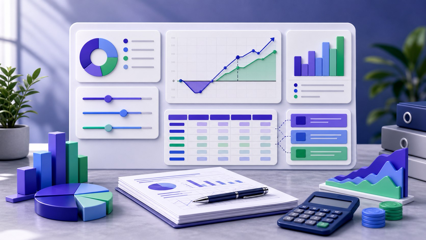 Prévisionnel financier de business plan avec tableaux de trésorerie, rentabilité et financement